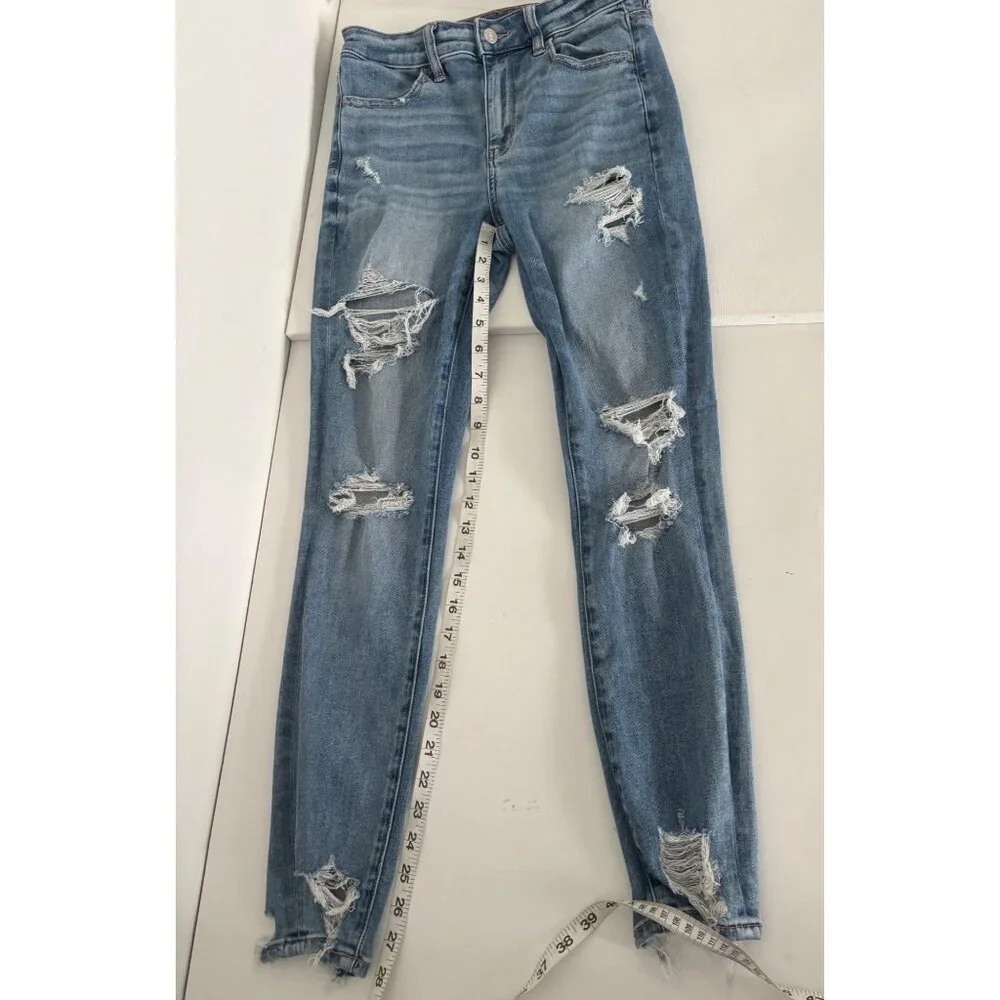 AE Jeggings 8 Next Level Stretch Distressed High Rise Festival Grunge Streetwear - Picture 9 of 16